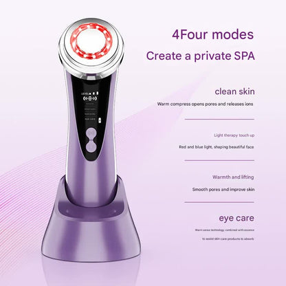 4-in-1 Facial Beauty Device - LED Light Therapy, Warm Lifting, Ion Cleansing & Eye Care(pink) V888-ELOSUNG29983
