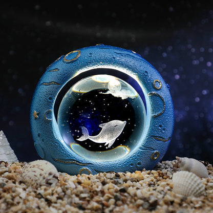 Celestial Ring LED Crystal Ball Lamp - 3D Engraving, Unique Gift (Dolphin) V888-ELOSUNG31001