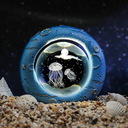 Celestial Ring LED Crystal Ball Lamp - 3D Engraving, Unique Gift (Jellyfish) V888-ELOSUNG31002