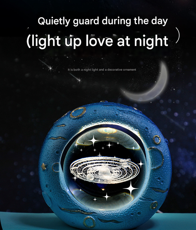 Celestial Ring LED Crystal Ball Lamp - 3D Engraving, Unique Gift (Jellyfish) V888-ELOSUNG31002