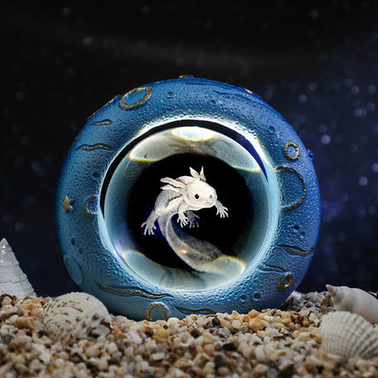 Celestial Ring LED Crystal Ball Lamp - 3D Engraving, Unique Gift (Salamander) V888-ELOSUNG31003