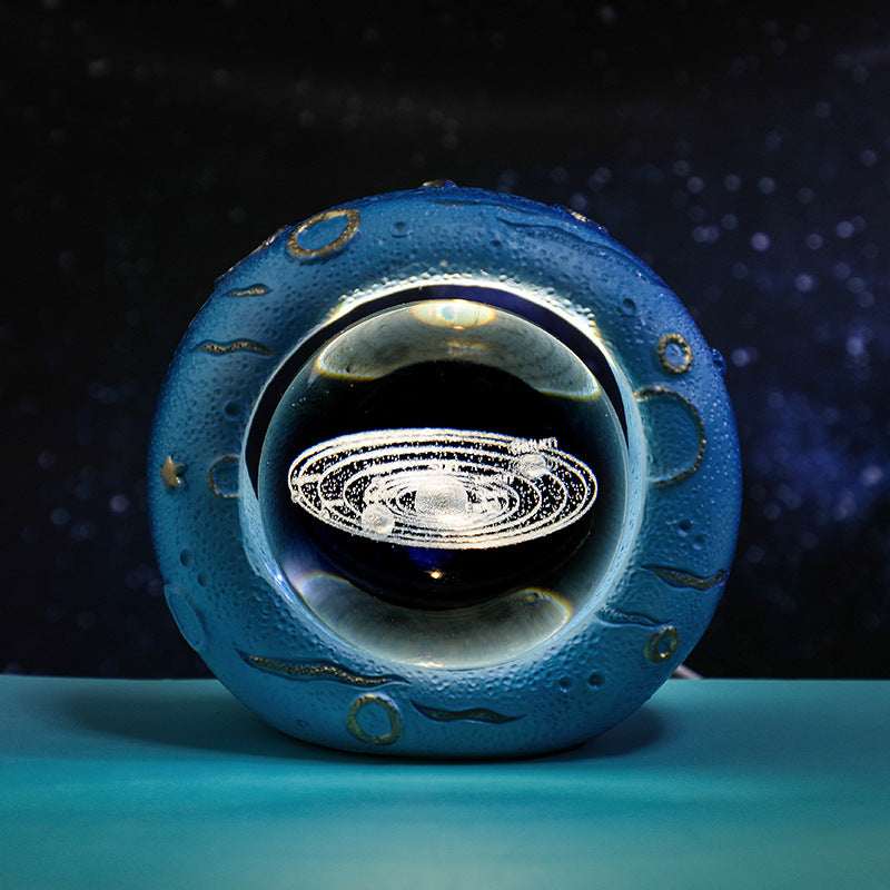 Celestial Ring LED Crystal Ball Lamp - 3D Engraving, Unique Gift (Solar system) V888-ELOSUNG31004