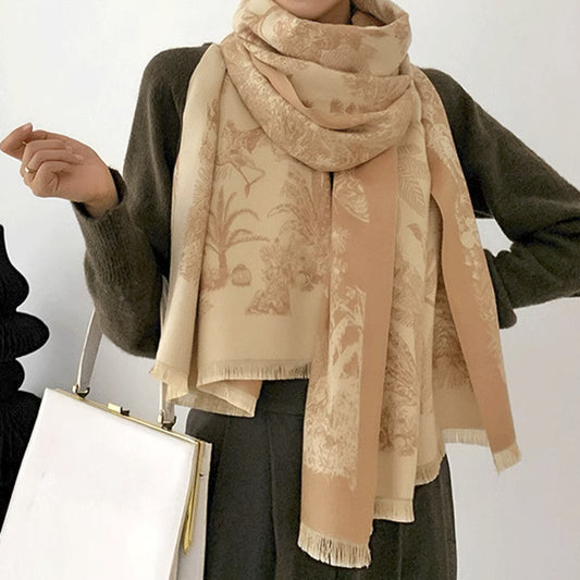 Camel yellow Luxury Soft Printed Pashmina Style Wrap - Large Scarf for Women (185x65cm) V888-ELOSUNG31041