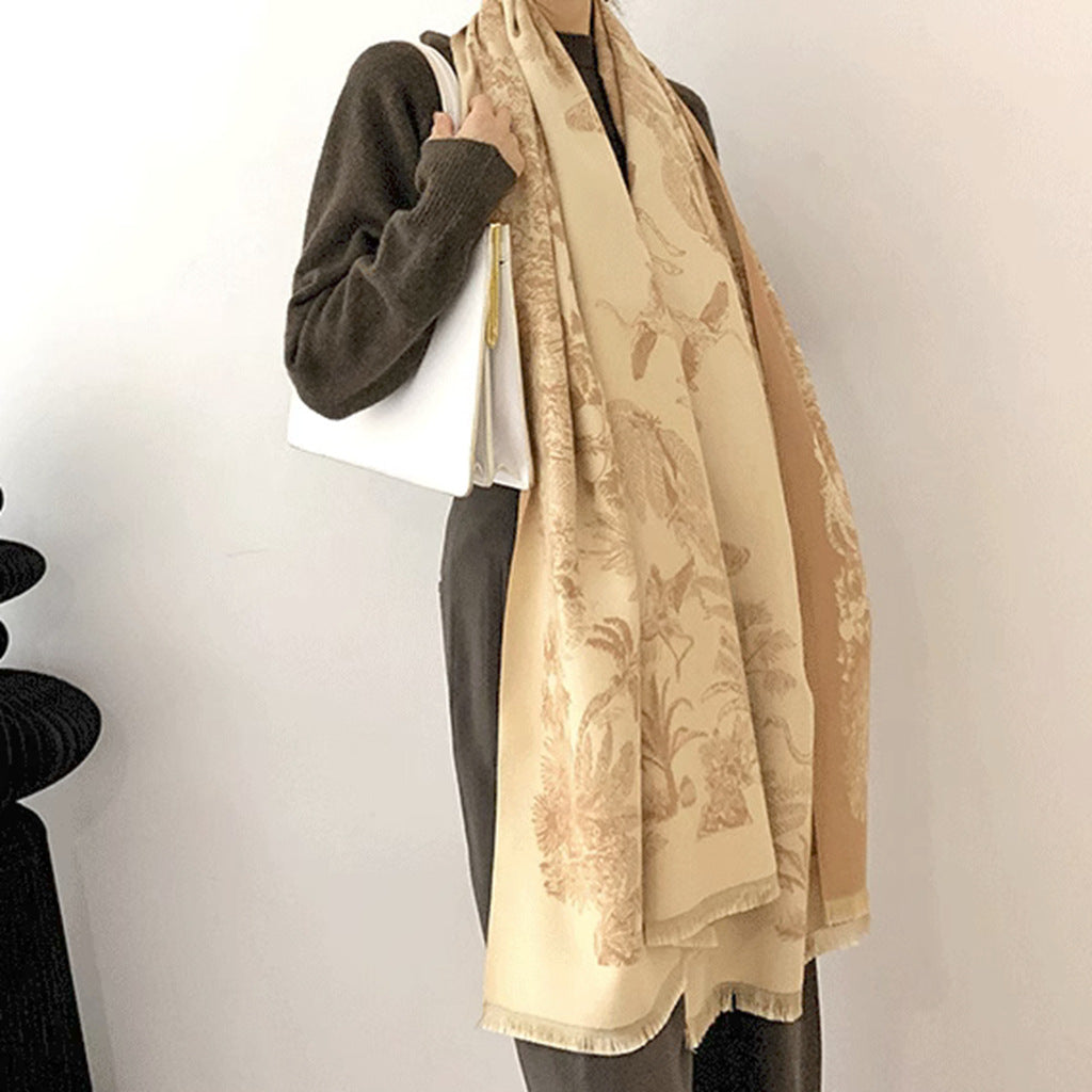 Camel yellow Luxury Soft Printed Pashmina Style Wrap - Large Scarf for Women (185x65cm) V888-ELOSUNG31041