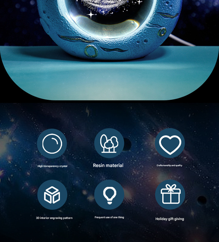 Celestial Ring LED Crystal Ball Lamp - 3D Engraving, Unique Gift (Traveling in the Starry Sky) V888-ELOSUNG31061