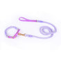 Premium Leather Pet Collar and Leash - Soft, Strong Braided Rope (Purple - Size L) V888-ELOSUNG31083
