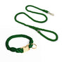 Handmade Gradient Rope Dog Collar & Leash Set - Colorful Braided Cotton (Dark green - Size M) V888-ELOSUNG31086
