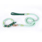 Premium Leather Pet Collar and Leash - Soft, Strong Braided Rope (Green - Size L) V888-ELOSUNG31094