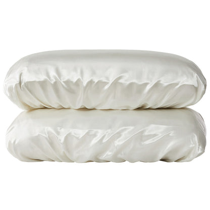 Beige Silky Satin Pillowcase Pair - Smooth for Hair & Skin, Elastic Fitted (46x90+16cm) V888-ELOSUNG31122