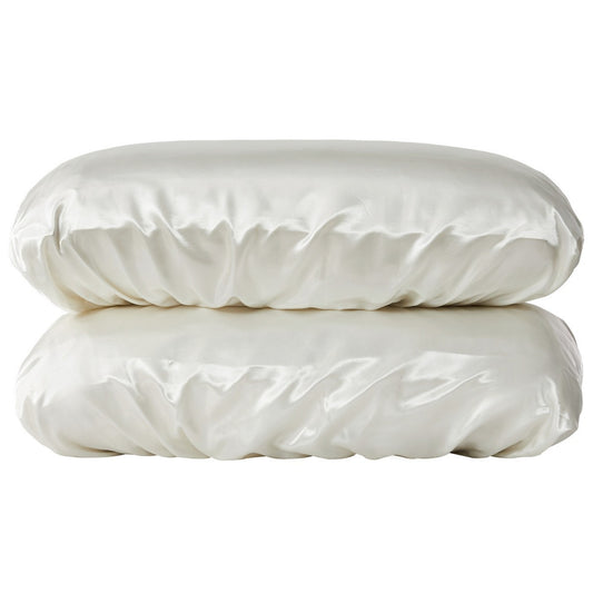 Beige Silky Satin Pillowcase Pair - Smooth for Hair & Skin, Elastic Fitted (46x70+16cm) V888-ELOSUNG31123