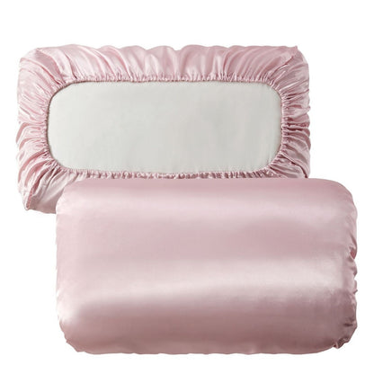 Pink Silky Satin Pillowcase Pair - Smooth for Hair & Skin, Elastic Fitted (46x70+16cm) V888-ELOSUNG31125
