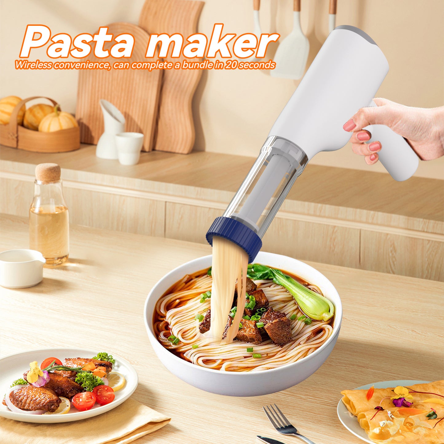 Blue Portable Rechargeable Noodle Maker - Multiple Shaping Discs V888-ELOSUNG31129