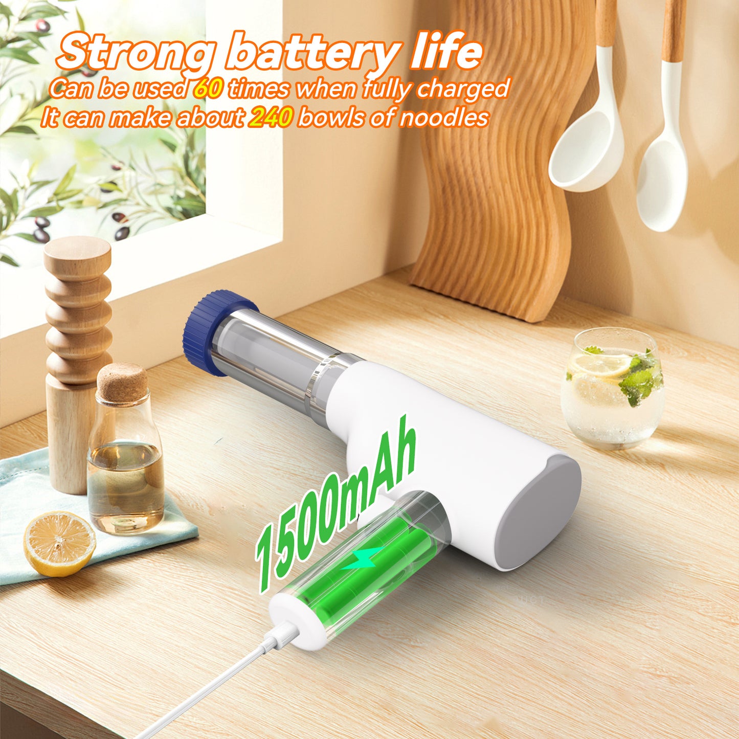 Blue Portable Rechargeable Noodle Maker - Multiple Shaping Discs V888-ELOSUNG31129