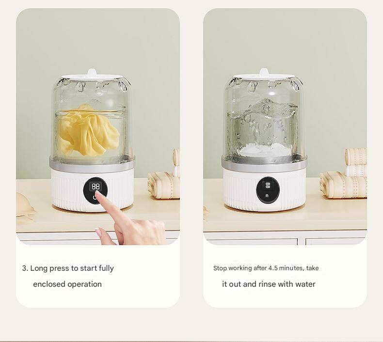White Travel-Friendly Mini Washing Machine - USB Powered, Automatic, for Small Loads V888-ELOSUNG31130