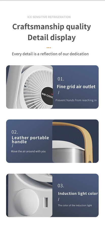White 3-in-1 Portable Air Cooler Fan - Desktop Humidifier & LED Light, Nano Mist V888-ELOSUNG31134