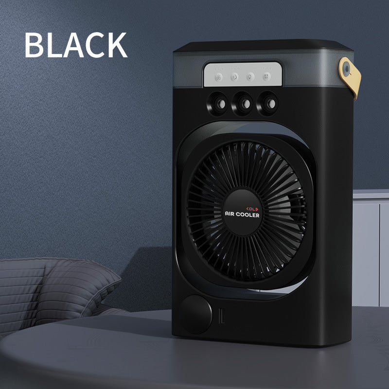 Black 3-in-1 Portable Air Cooler Fan - Desktop Humidifier & LED Light, Nano Mist V888-ELOSUNG31135