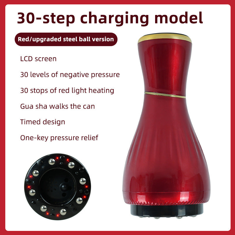 Red Portable Electric Cupping Therapy Device - Adjustable Intensity & Heat V888-ELOSUNG31142