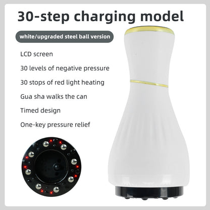 White Portable Electric Cupping Therapy Device - Adjustable Intensity & Heat V888-ELOSUNG31143
