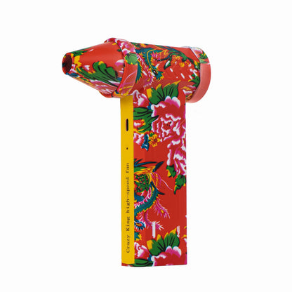 Portable Jet Fan - 200W Powerful Handheld Air Duster & Blower (Red flower color) V888-ELOSUNG31149