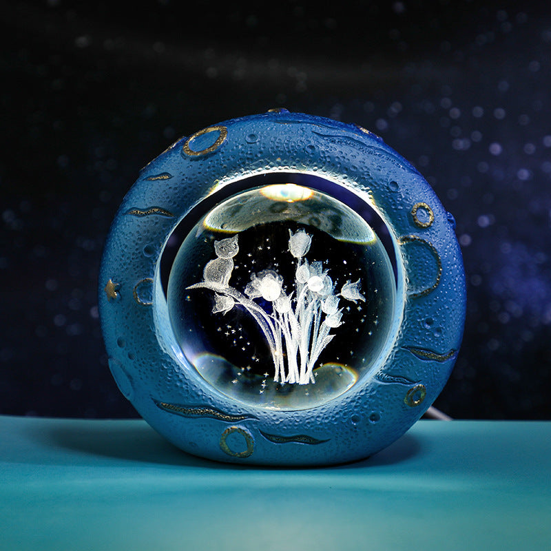 Celestial Ring LED Crystal Ball Lamp - 3D Engraving, Unique Gift (Tulip) V888-ELOSUNG31155