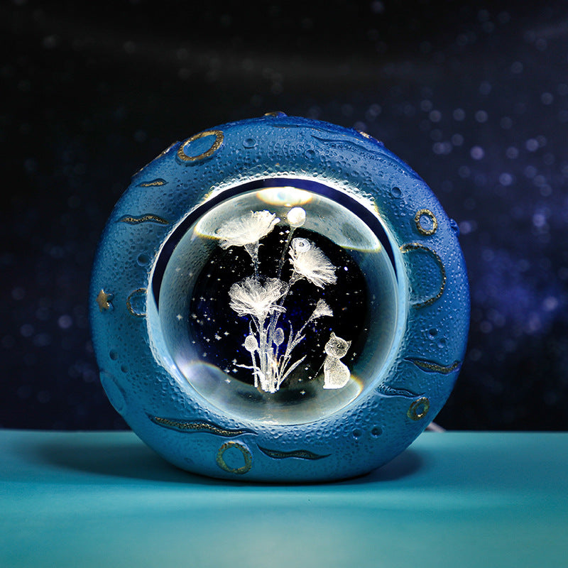 Celestial Ring LED Crystal Ball Lamp - 3D Engraving, Unique Gift (Carnation) V888-ELOSUNG31158