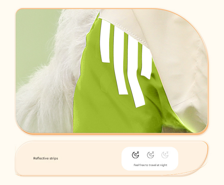 Colorblock (White Green) Dog Raincoat - Waterproof with Hood and Reflective Strips (Size M) V888-ELOSUNG31180