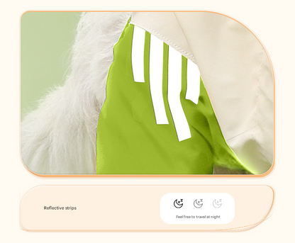 Colorblock (White Green) Dog Raincoat - Waterproof with Hood and Reflective Strips (Size M) V888-ELOSUNG31180
