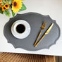 4 pcs Retro Faux Leather Placemat - Waterproof & Oil-Proof Dining Table Mat (Dark gray) V888-ELOSUNG31202