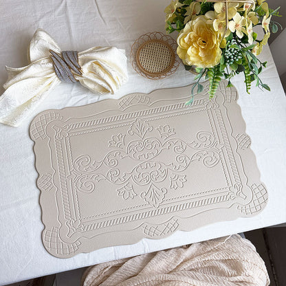 4 pcs Decorative Faux Leather Placemats - Unique Shape, Beautiful Packaging (Beige) V888-ELOSUNG31205
