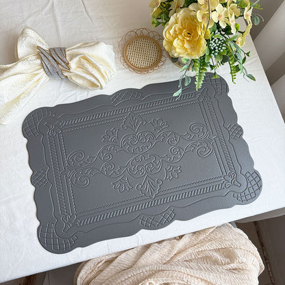 4 pcs Decorative Faux Leather Placemats - Unique Shape, Beautiful Packaging (Dark gray) V888-ELOSUNG31207