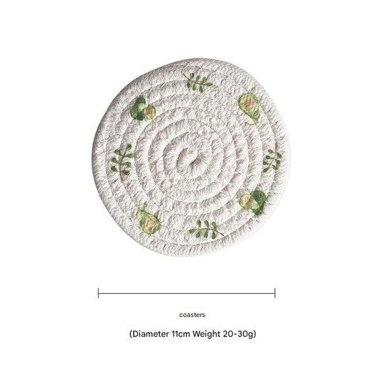 (Avocado) Cotton Rope Woven Placemats - Set of 5, 11cm Diameter Heat Resistant Kitchen Decor V888-ELOSUNG31211