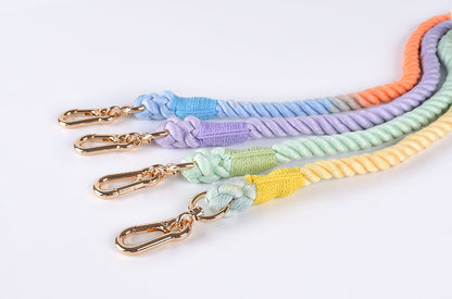 Premium Leather Pet Collar and Leash - Soft, Strong Braided Rope (Pink Purple - Size M) V888-ELOSUNG31213