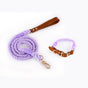 Premium Leather Pet Collar and Leash - Soft, Strong Braided Rope (Purple - Size S) V888-ELOSUNG31218