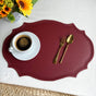 4 pcs Retro Faux Leather Placemat - Waterproof & Oil-Proof Dining Table Mat (Wine red) V888-ELOSUNG31219