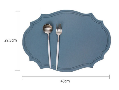 4 pcs Retro Faux Leather Placemat - Waterproof & Oil-Proof Dining Table Mat (Black) V888-ELOSUNG31220
