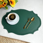 4 pcs Retro Faux Leather Placemat - Waterproof & Oil-Proof Dining Table Mat (Dark green) V888-ELOSUNG31221