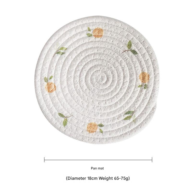 (Lemon) Cotton Rope Woven Placemats - Set of 5, 18cm Diameter Heat Resistant Kitchen Decor V888-ELOSUNG31230
