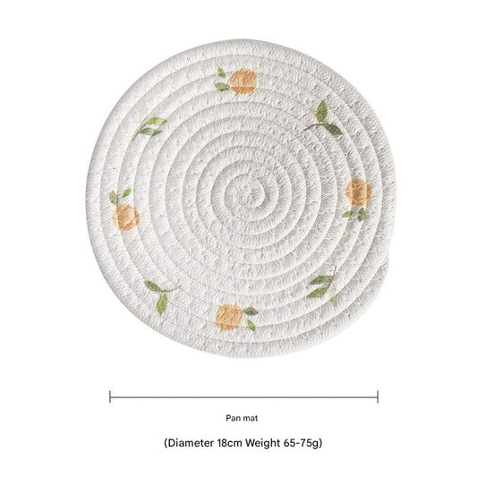 (Lemon) Cotton Rope Woven Placemats - Set of 5, 18cm Diameter Heat Resistant Kitchen Decor V888-ELOSUNG31230