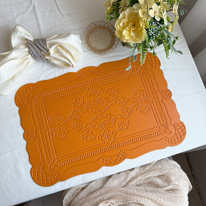 4 pcs Decorative Faux Leather Placemats - Unique Shape, Beautiful Packaging (Yellow) V888-ELOSUNG31235