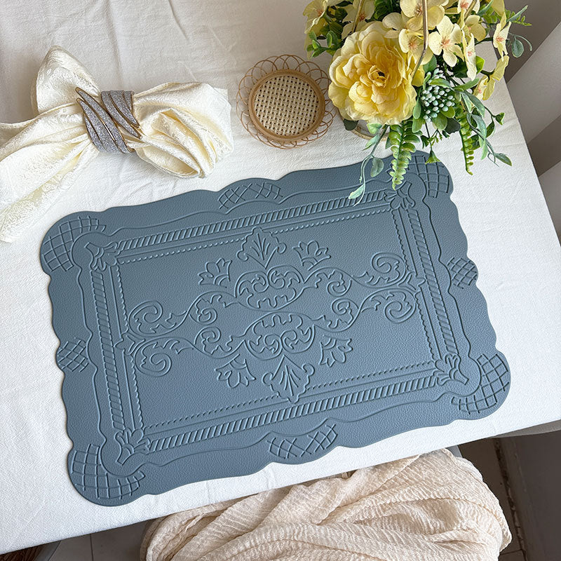 4 pcs Decorative Faux Leather Placemats - Unique Shape, Beautiful Packaging (Light blue) V888-ELOSUNG31249