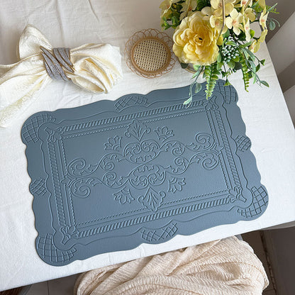 4 pcs Decorative Faux Leather Placemats - Unique Shape, Beautiful Packaging (Light blue) V888-ELOSUNG31249
