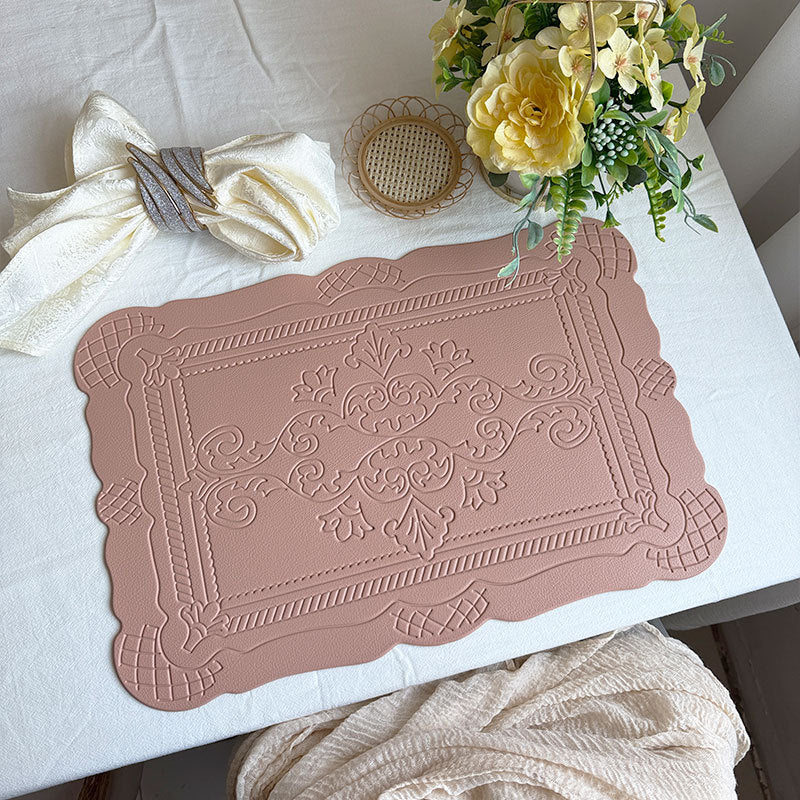 4 pcs Decorative Faux Leather Placemats - Unique Shape, Beautiful Packaging (Pink) V888-ELOSUNG31250