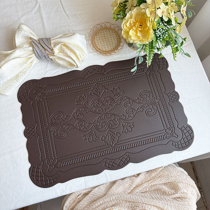 4 pcs Decorative Faux Leather Placemats - Unique Shape, Beautiful Packaging (Coffee) V888-ELOSUNG31251
