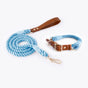 Premium Leather Pet Collar and Leash - Soft, Strong Braided Rope (Sky blue - Size L) V888-ELOSUNG31253