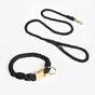 Handmade Rope Dog Collar and Leash Set - Colorful Woven Cotton Cotton (Black - Size S) V888-ELOSUNG31262