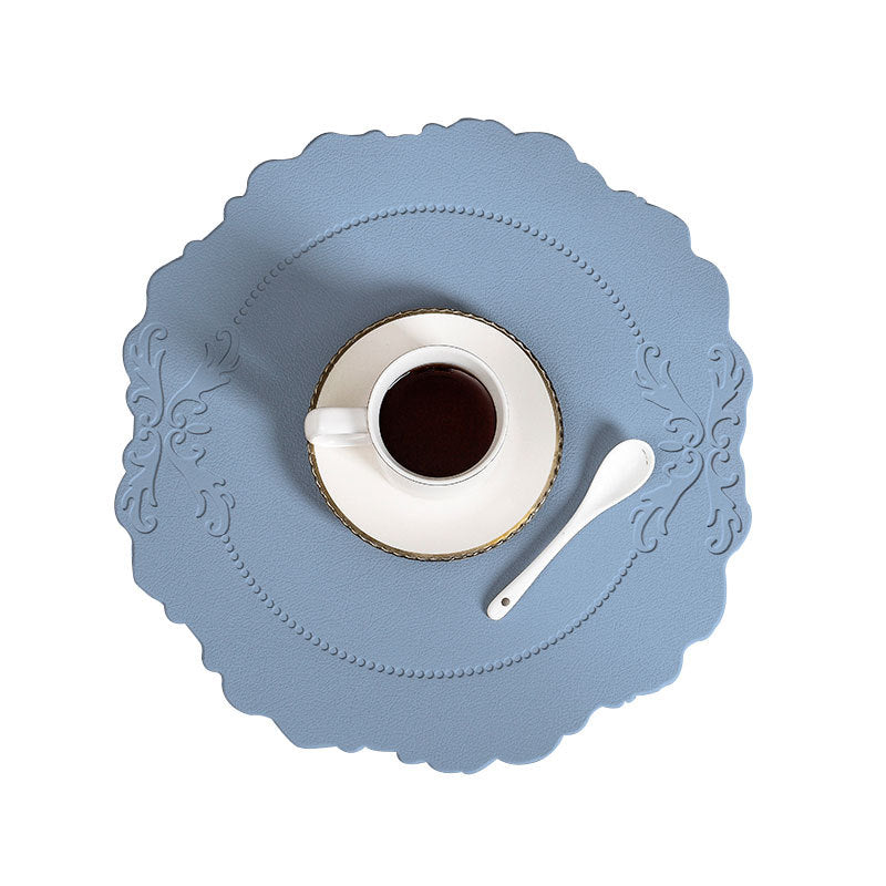 4 pcs Retro Faux Leather Placemat - Waterproof & Oil-Proof Dining Table Mat (Light blue) V888-ELOSUNG31284