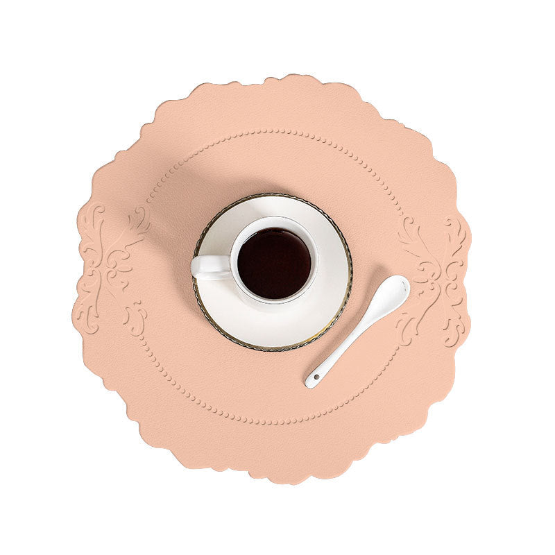 4 pcs Retro Faux Leather Placemat - Waterproof & Oil-Proof Dining Table Mat (Pink) V888-ELOSUNG31285