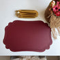 4 pcs Retro Faux Leather Placemat - Waterproof & Oil-Proof Dining Table Mat (Wine red) V888-ELOSUNG31294