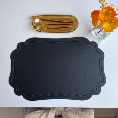 4 pcs Retro Faux Leather Placemat - Waterproof & Oil-Proof Dining Table Mat (Black) V888-ELOSUNG31295