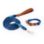 Premium Leather Pet Collar and Leash - Soft, Strong Braided Rope (Navy blue - Size S) V888-ELOSUNG31302
